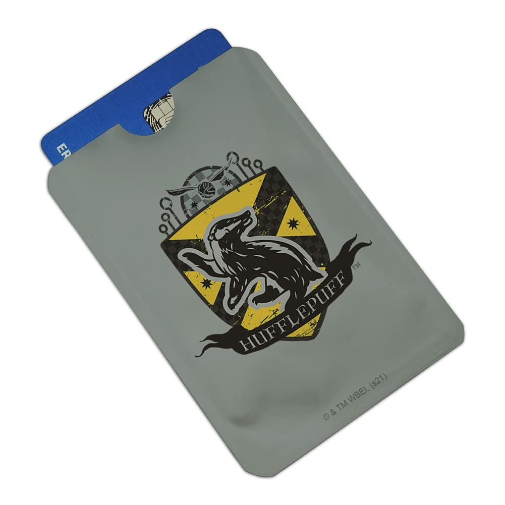 Harry Potter Hufflepuff Quidditch Shield RFID Blocking Credit Card Holder - Set of 4 Wallet Protectors for Contactless Security | Perfect for Travel, Shopping & Magic Themed Gift Giving