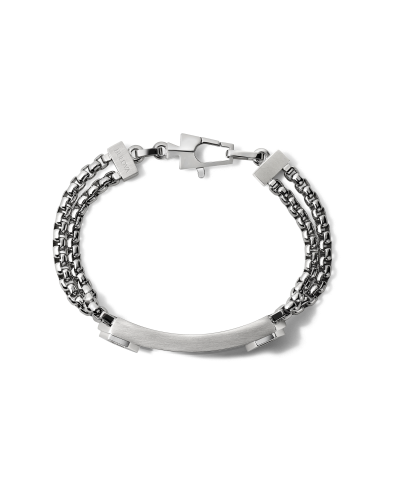 Bulova J96B003M Stainless Steel ID Double Chain Link Bracelet - Unisex Medium Watch Band for Men & Women | Perfect for Business, Casual & Formal Occasions