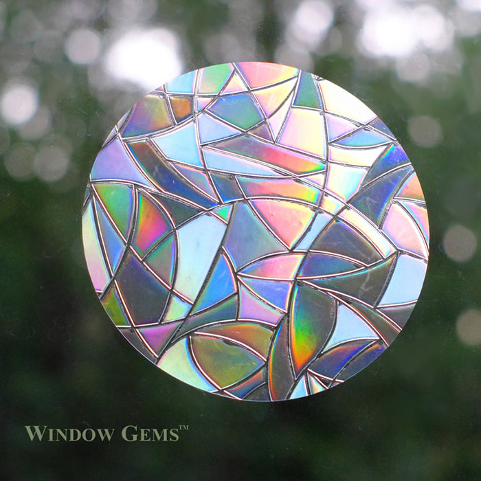 10-Pack Circles Window Gems - Decorative Stained Glass Window Stickers for Home, Office & Nursery Decor - DIY Sun Catchers & Wall Art