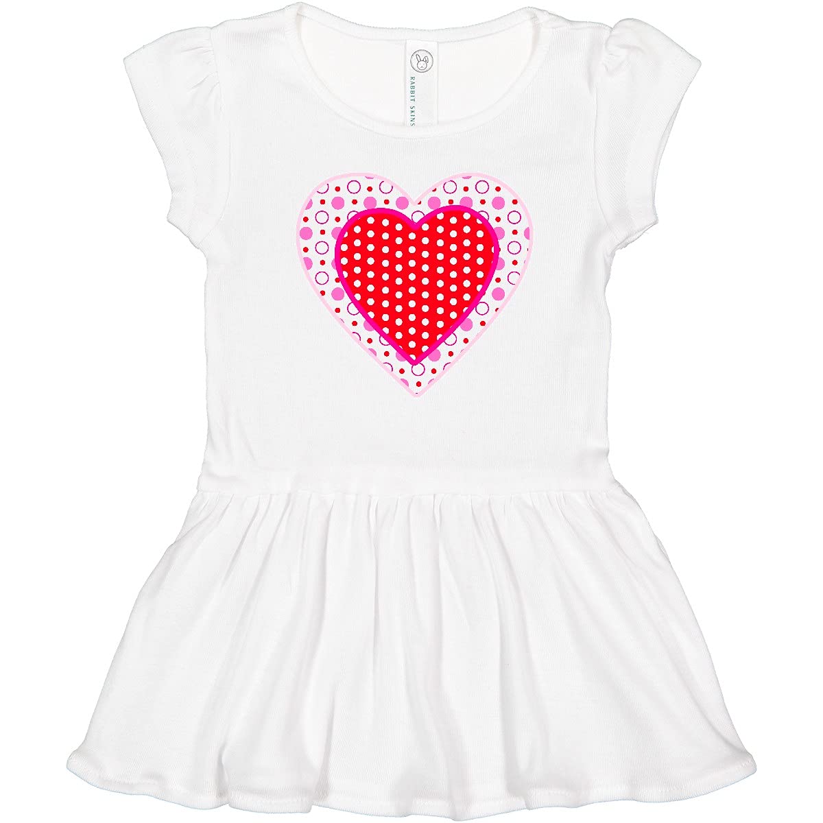 Inktastic Valentine Red Heart with Dots Toddler Dress - Cute Heart Print Baby Girl Outfit for Valentine's Day, Birthday & Family Photos