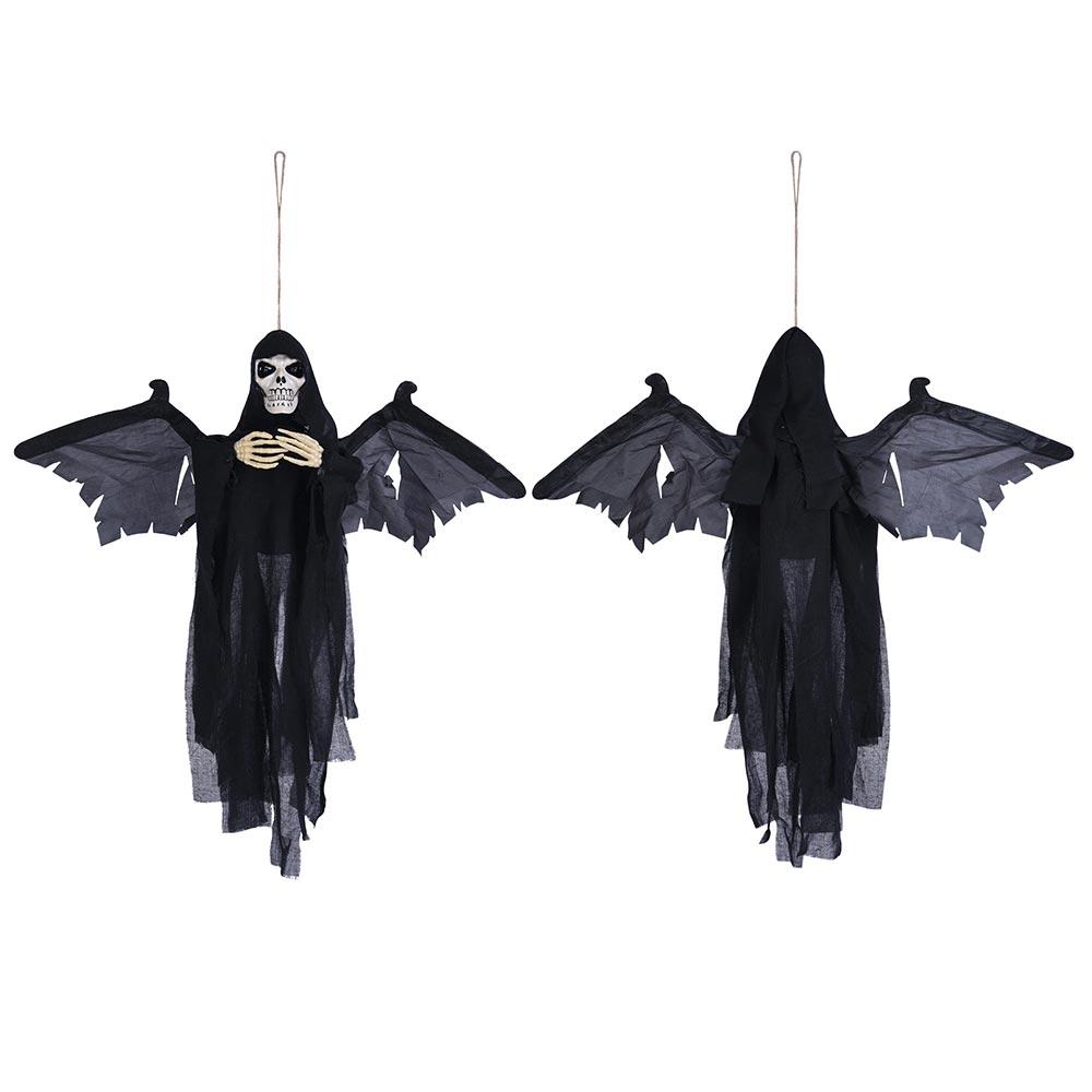 Glow-in-the-Dark Animated Skeleton with Wings - 22x4x20in Sound Activated Halloween Prop for Party Decorations, Haunted Houses & Outdoor Displays