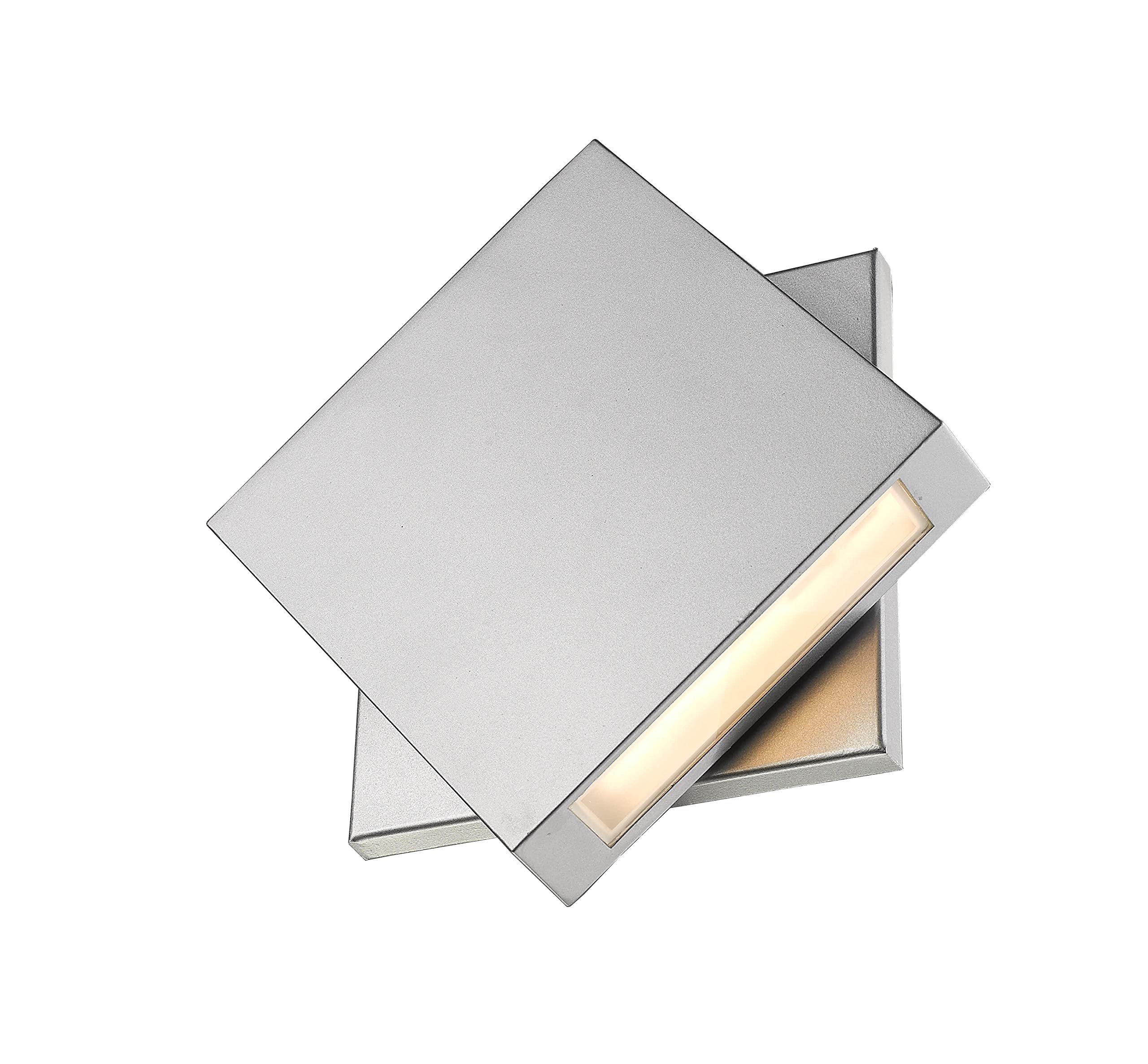 Quadrate 1 Light Outdoor Wall Sconce - Silver Finish - Weatherproof Exterior Lighting for Porch, Patio, and Garden