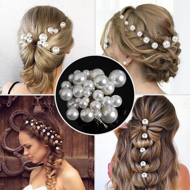 RECTYO GALLERY 12-Piece Wedding Hair Accessories Set - Pearl Hairpins, U-Shaped Bridal Clips & Hairpins for Women (Silver) | Perfect for Weddings, Prom, Birthday Parties & Special Occasions