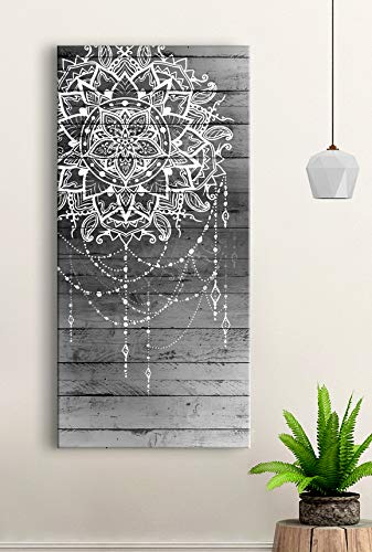 Boho Macrame Wall Hanging Art - Handmade Grey Boho Decor for Bedroom & Living Room - 42x19 Inch Bohemian Headboard & Moroccan Mandala Wall Art - Perfect for Home, Apartment, Yoga Studio & Meditation Space