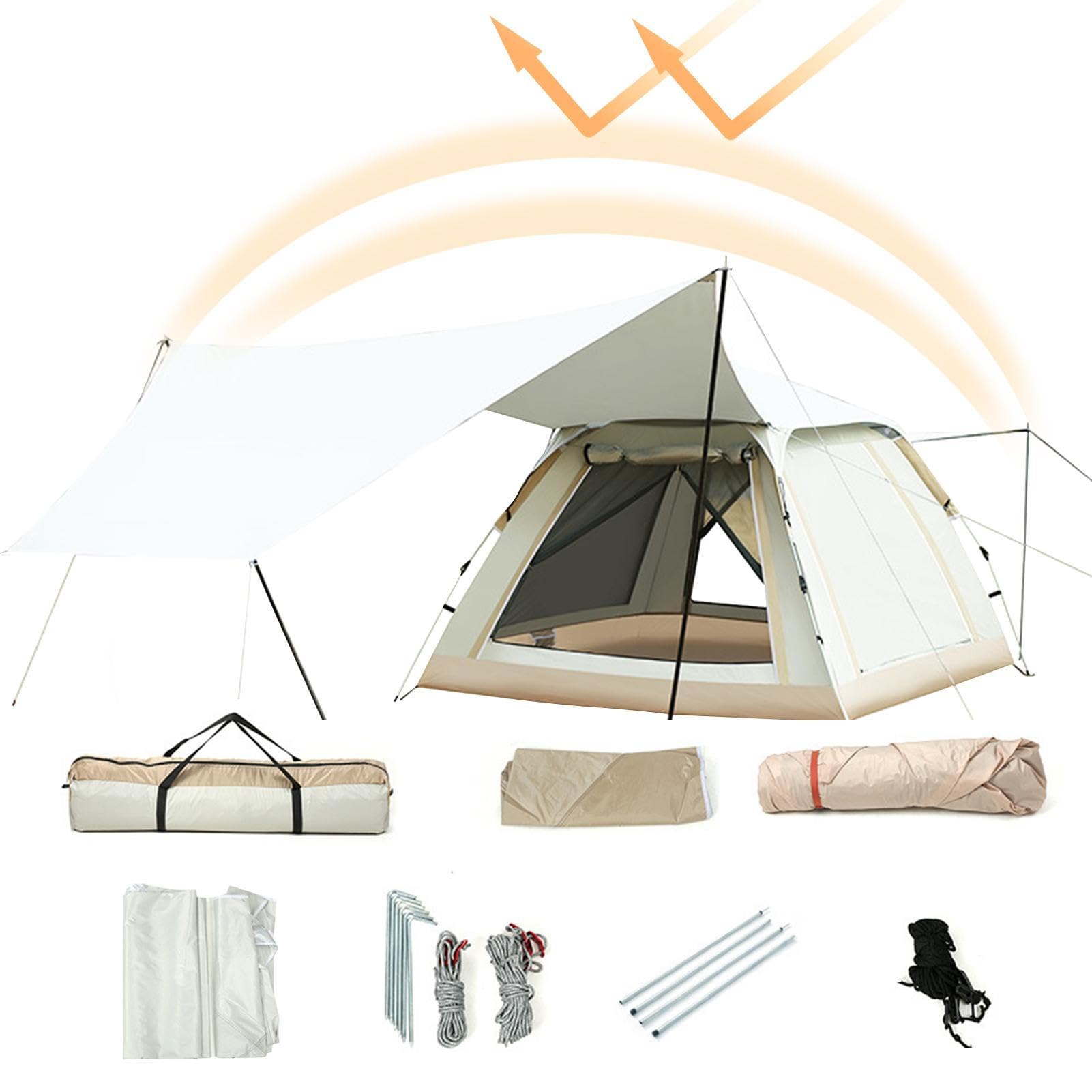 2-in-1 Pop Up Beach Tent for Family of 4 - Instant Sun Shelter with UV Protection for Outdoor Activities - Perfect for Beach Camping, Backpacking, Fishing, Hiking & Picnics | Portable & Easy Setup Dome Tent