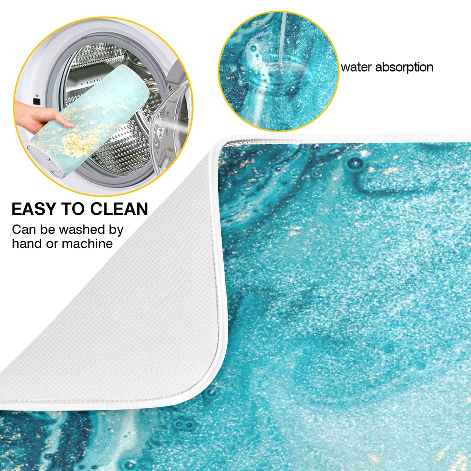 Absorbent Dish Drying Mat 16x18 Inch - Marble Counter Mat for Kitchen Dishes & Utensils