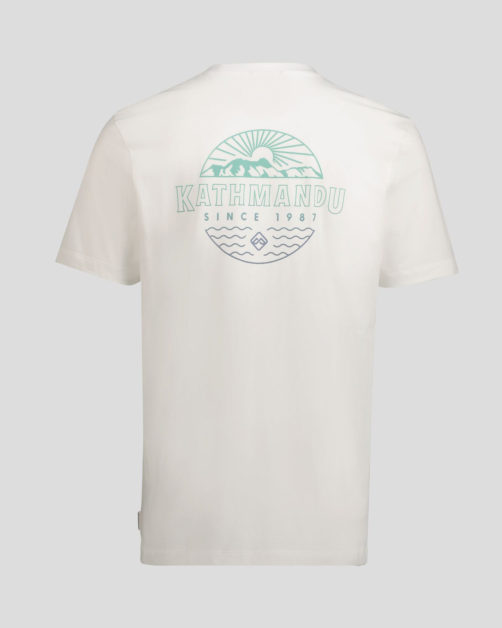 Men's Kathmandu Logo Faded Organic Cotton T-Shirt - White | Soft & Breathable Casual Tee for Everyday Wear, Travel & Outdoor Activities