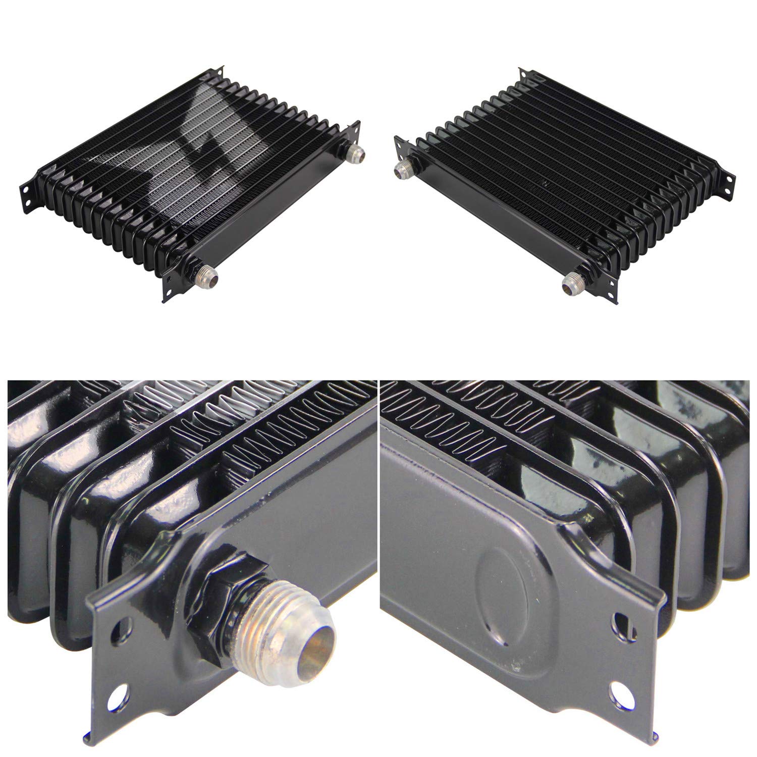 Universal 15 Row AN10 Engine Transmission Oil Cooler - 262mm High Performance Aluminum Radiator for Racing, Off-Road & Heavy Duty Vehicles (Black) - Perfect for Engine Cooling in Hot Rods, Trucks & Performance Cars