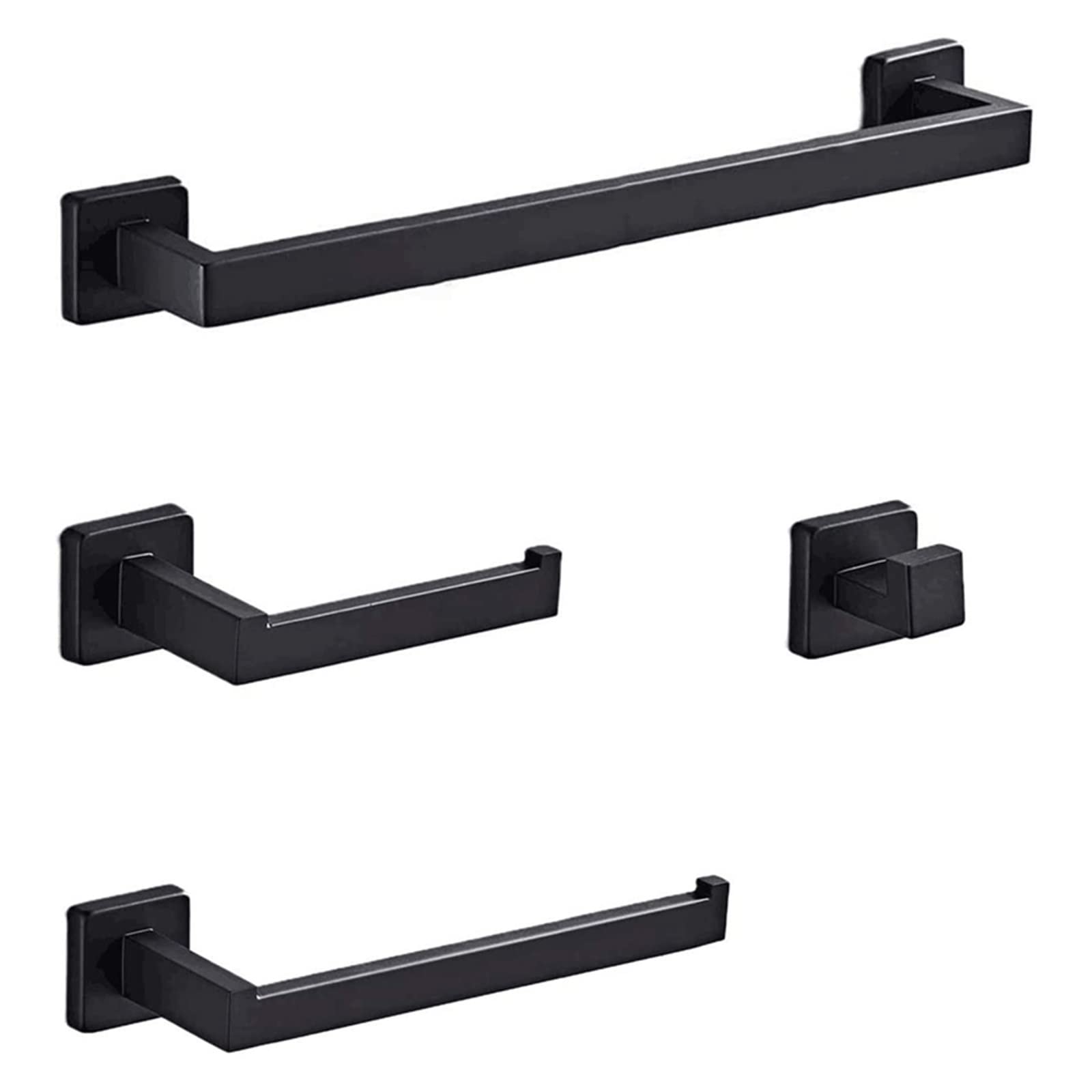 XIEDA 4-Piece Stainless Steel Matte Black Bathroom Hardware Set - 16 Inch Towel Bar, Toilet Paper Holder, Hand Towel Rod - Durable Home Renovation Accessories (Plum Color) for Modern Bathrooms & Powder Rooms