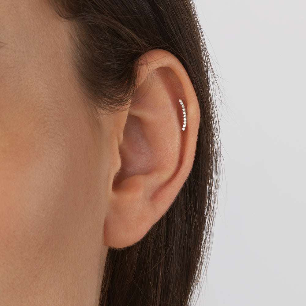 Micro Diamond Climber Helix Single Stud Earring in Sterling Silver - Perfect for Cartilage Piercing & Everyday Wear