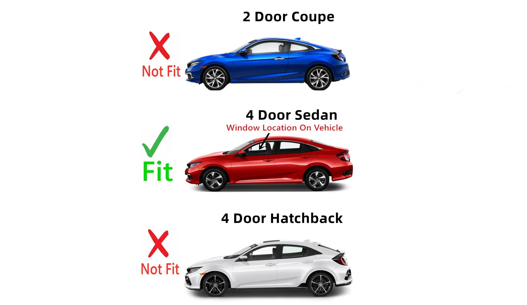 2016-2021 Honda Civic & 2019-2022 Insight Driver Side Front Window Glass Replacement - Left Door Compatible with 4-Door Sedan Models | Perfect for Auto Glass Repair & Vehicle Maintenance