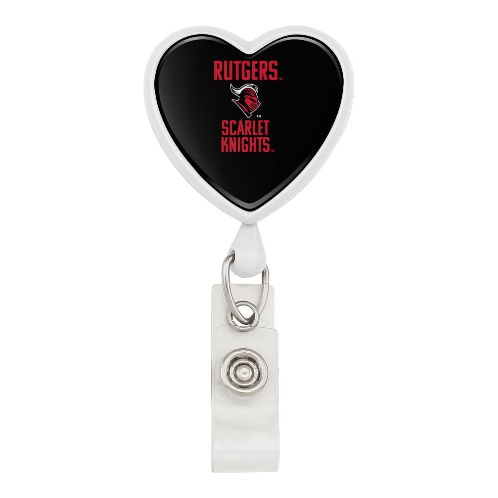 Rutgers University Scarlet Knights Heart Lanyard with Retractable Reel - Badge ID Card Holder for School, Work & Events - Perfect for Students, Faculty & Fans