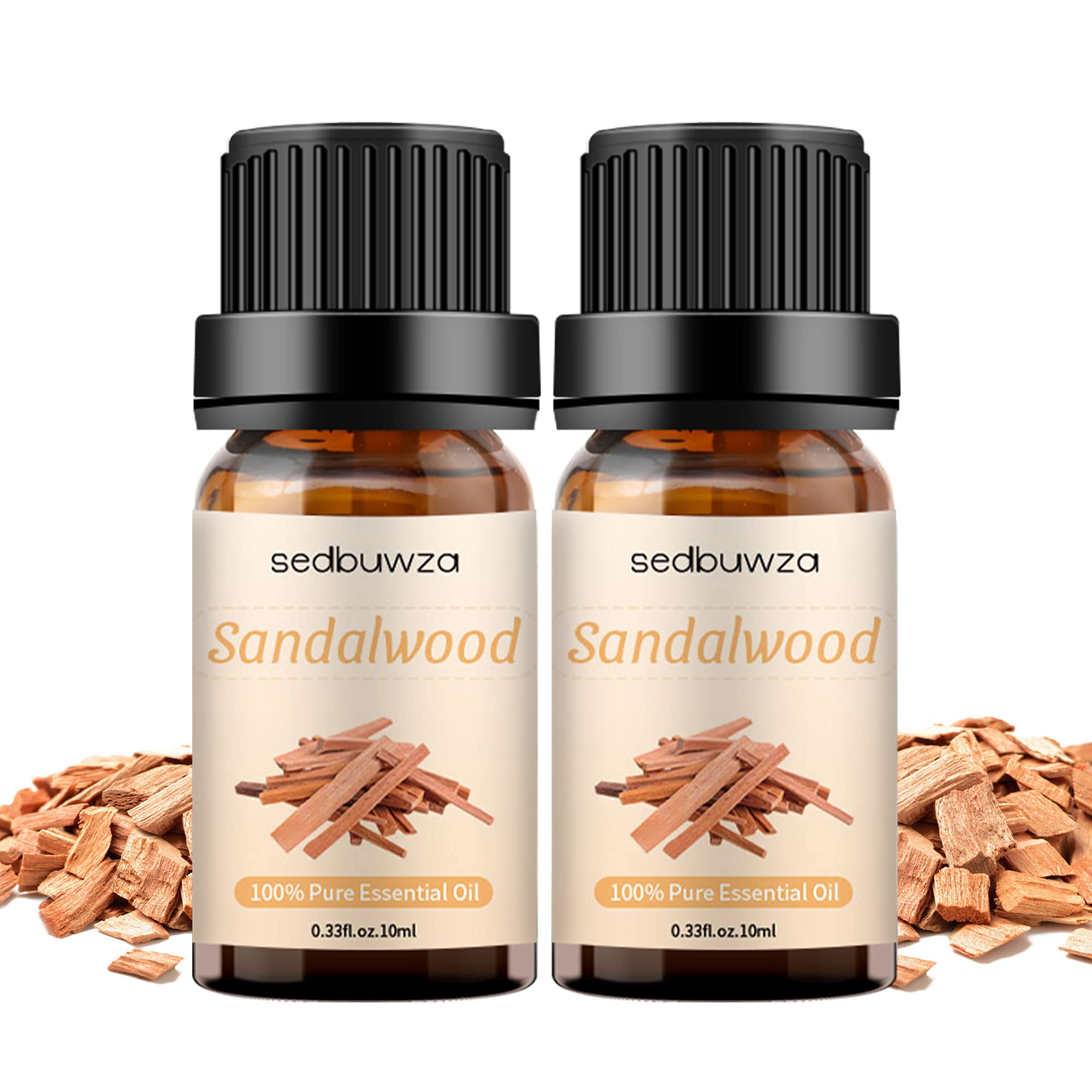 Pure Organic Sandalwood Essential Oil Set - 2 Pack 100% Undiluted Aromatherapy Oil for Massage, Diffuser, Perfume, Soap & Candle Making | Relaxation, Meditation & Home Spa Use