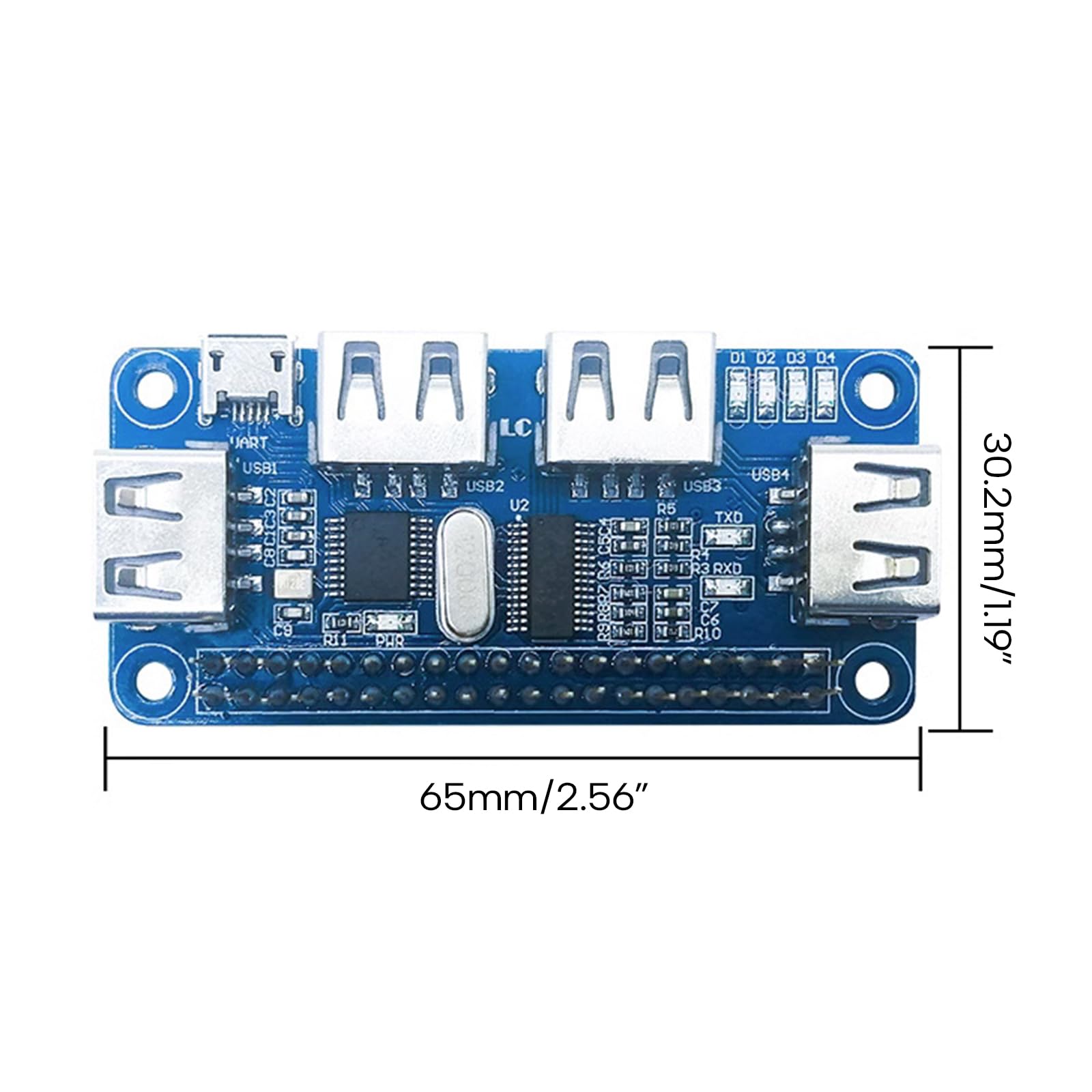 Raspberry Pi USB Hub 4-Port 3.0 with UART Chip - Perfect for DIY Projects & IoT Devices