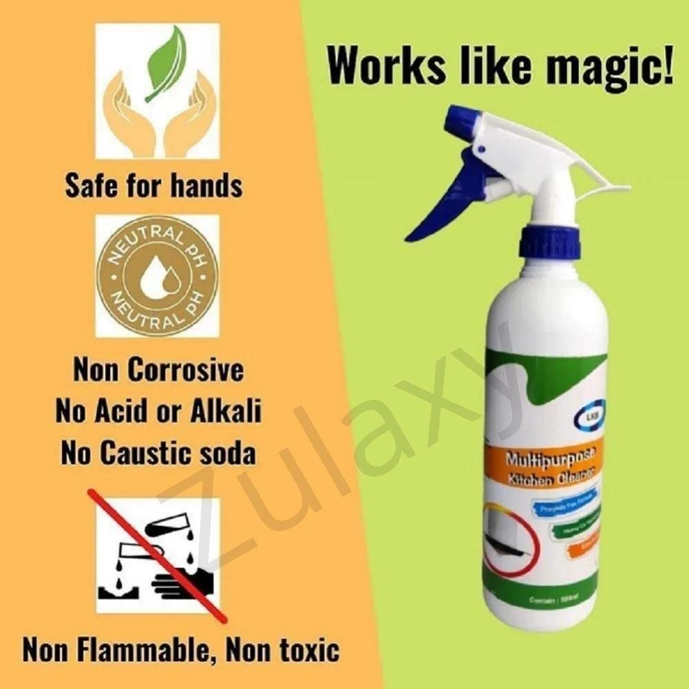 KGLIO Non-Toxic Kitchen Cleaner Spray - Powerful Degreaser for Oil & Grease Stain Removal on All Surfaces - Safe for Chimney, Sink, Grill, Exhaust Fan & More (500ml) - Perfect for Deep Cleaning & Daily Kitchen Maintenance