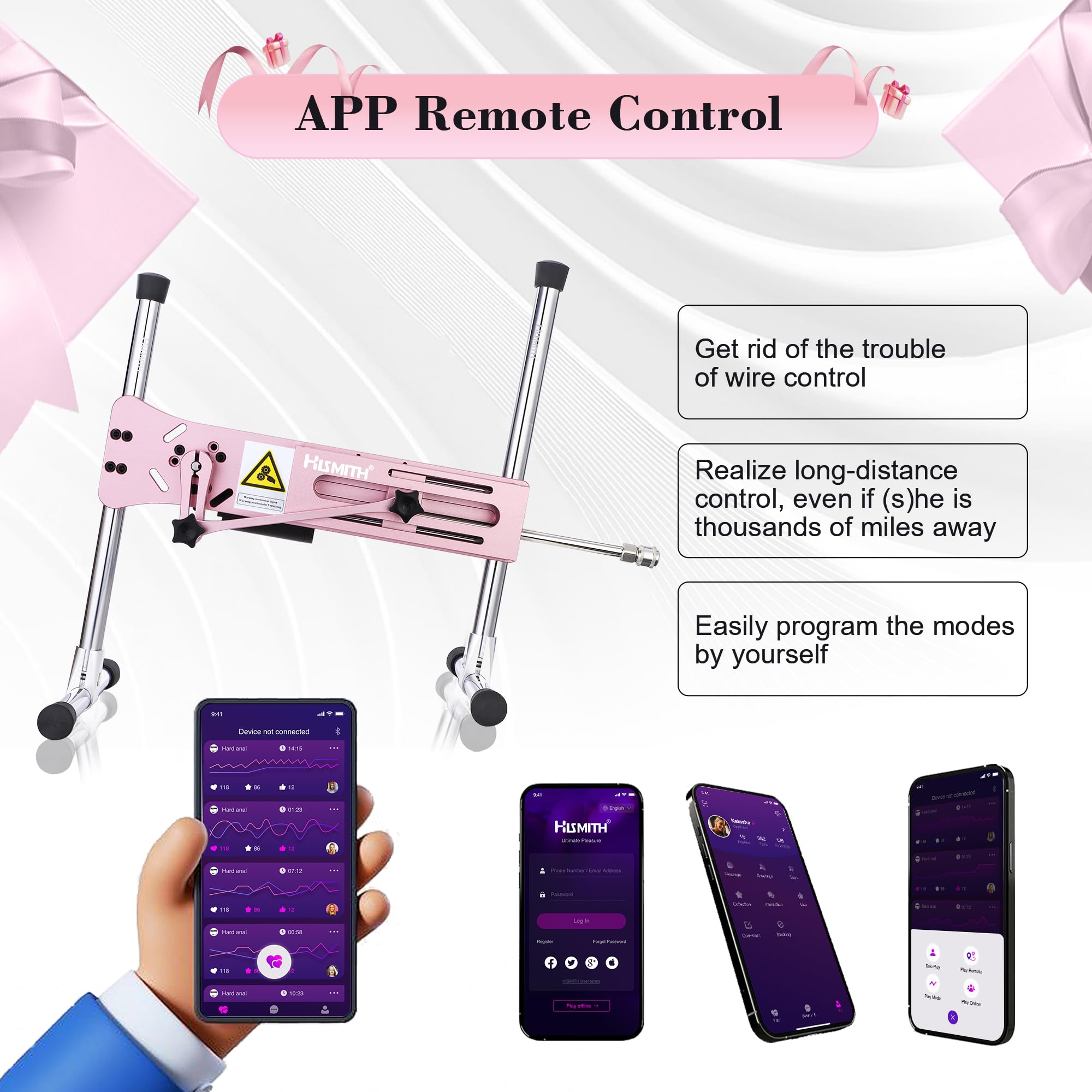Premium Hismith 100W APP Controlled Sex Machine with KlicLok System - Powerful Thrusting Adult Toy for Couples, Anal Use, Anniversaries & Romantic Nights - Discreet Gift Packaging Included