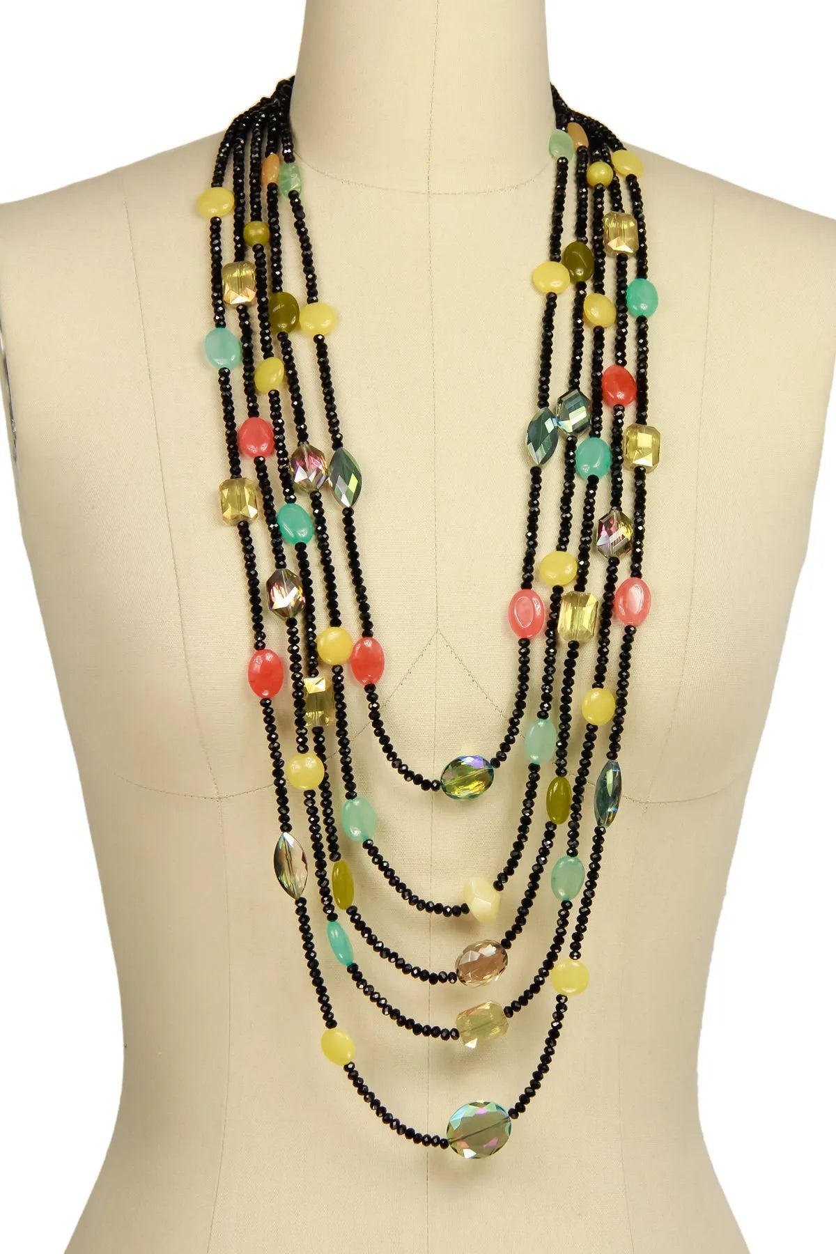 Elegant Multi Stone Statement Necklace for Women - Boho Chic Layered Beaded Jewelry - Perfect for Weddings, Parties & Special Occasions