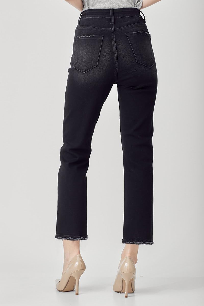 SALT TREE Risen Jeans - High Rise Crop Straight Jeans for Women | Stretch Denim Pants | Comfortable & Stylish | Perfect for Casual Outings, Work & Date Nights (RDP5250)