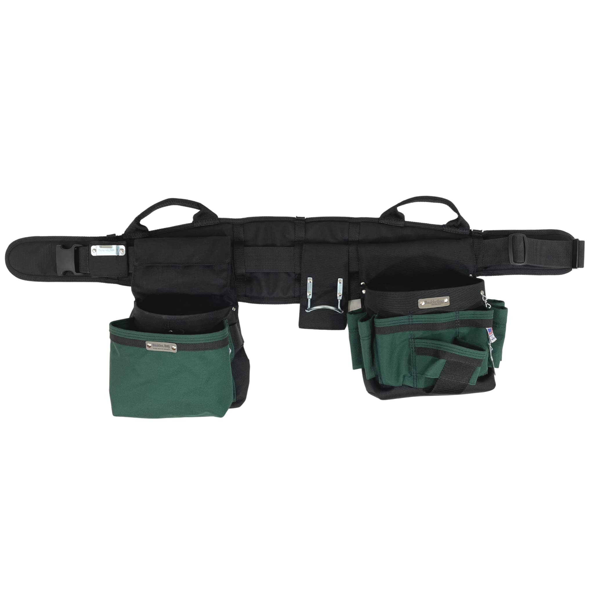 BOULDER BAG Ultimate Electrician's MAX Combo Tool Belt with Comfort Back Support & Quick Release Buckle - Heavy Duty Work Belt for Professionals (Green, 2X-Large 43-48 Inch Waist) - Made in USA - Perfect for Construction, Electrical Work & Home Improvement Projects