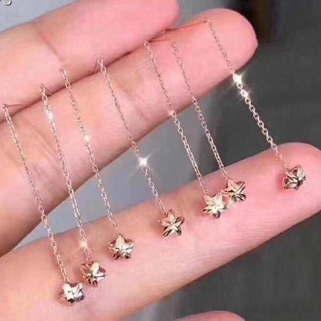 18K Royal Rose Gold Star Drop Dangle Earrings for Women - Elegant Celestial Jewelry for Parties, Weddings & Special Occasions