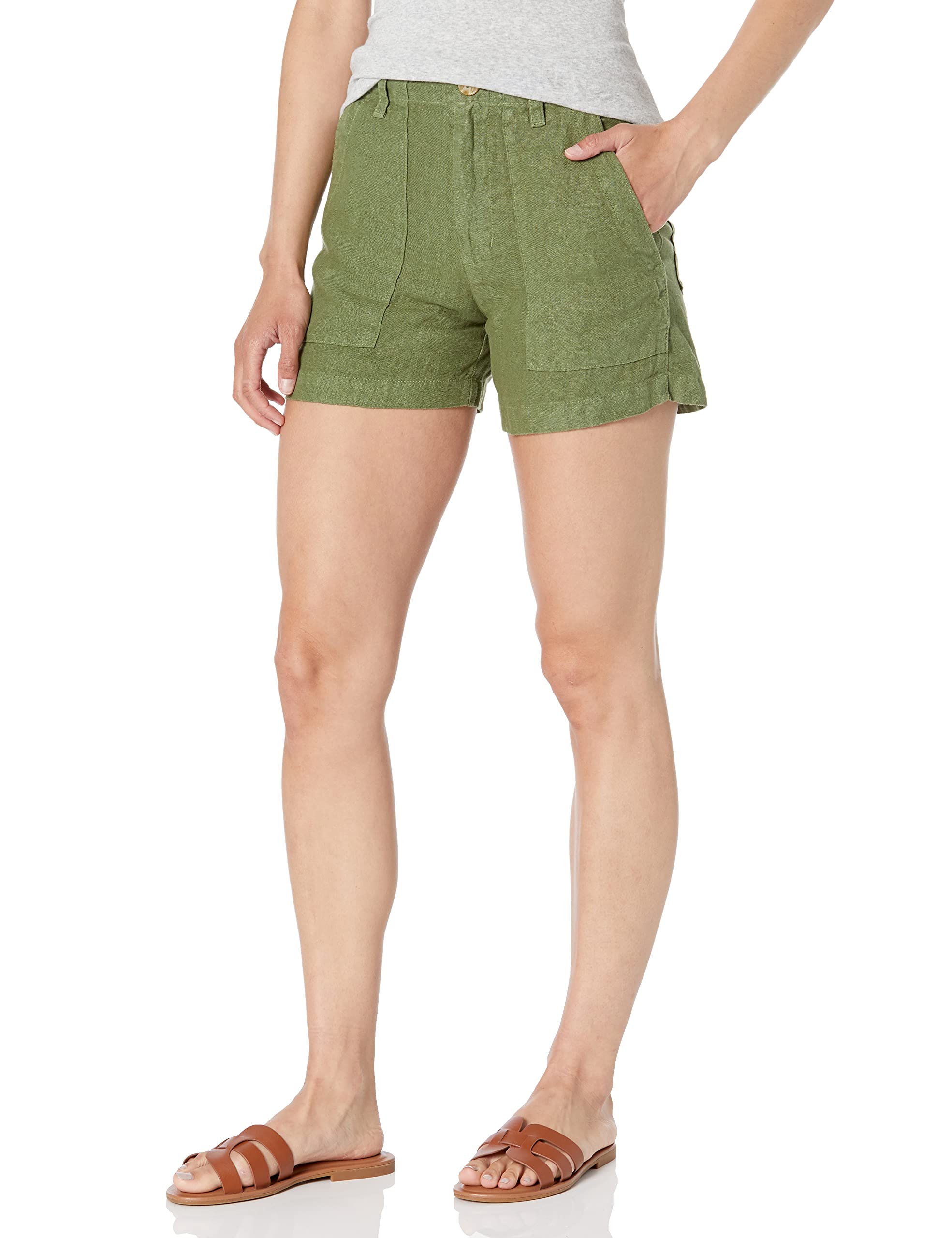 Velvet by Graham & Spencer Women's Fallon Heavy Linen Shorts - High Waisted Summer Shorts for Women, Breathable Linen Blend Casual Shorts | Perfect for Beach, Vacation & Everyday Wear
