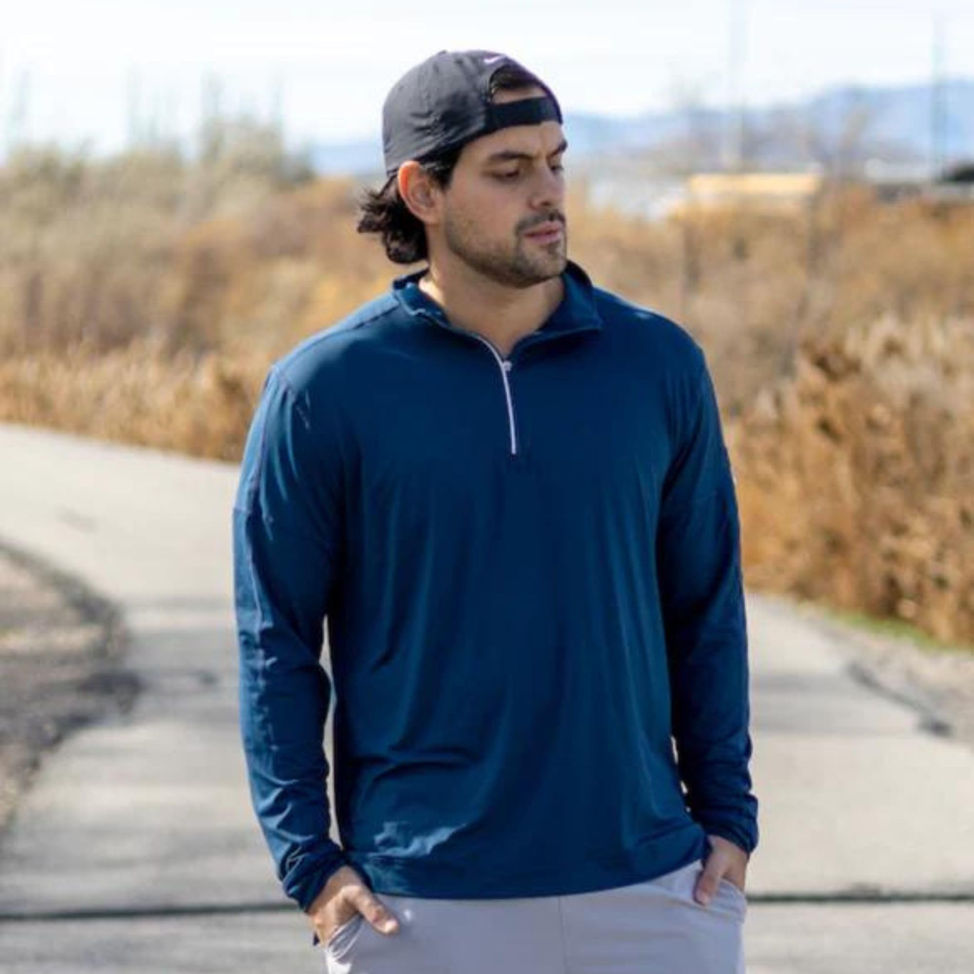 Men's UPF 50+ Sun Protection Mock Neck Zip-Up Active Shirt - Lightweight Quick-Dry Workout Top for Running, Hiking & Outdoor Sports
