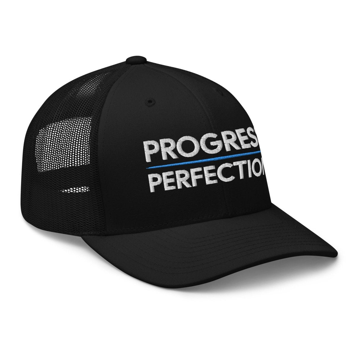 Progress Over Perfection Trucker Hat - Motivational Baseball Cap for Men & Women - Perfect for Gym, Workouts, Running, and Outdoor Activities