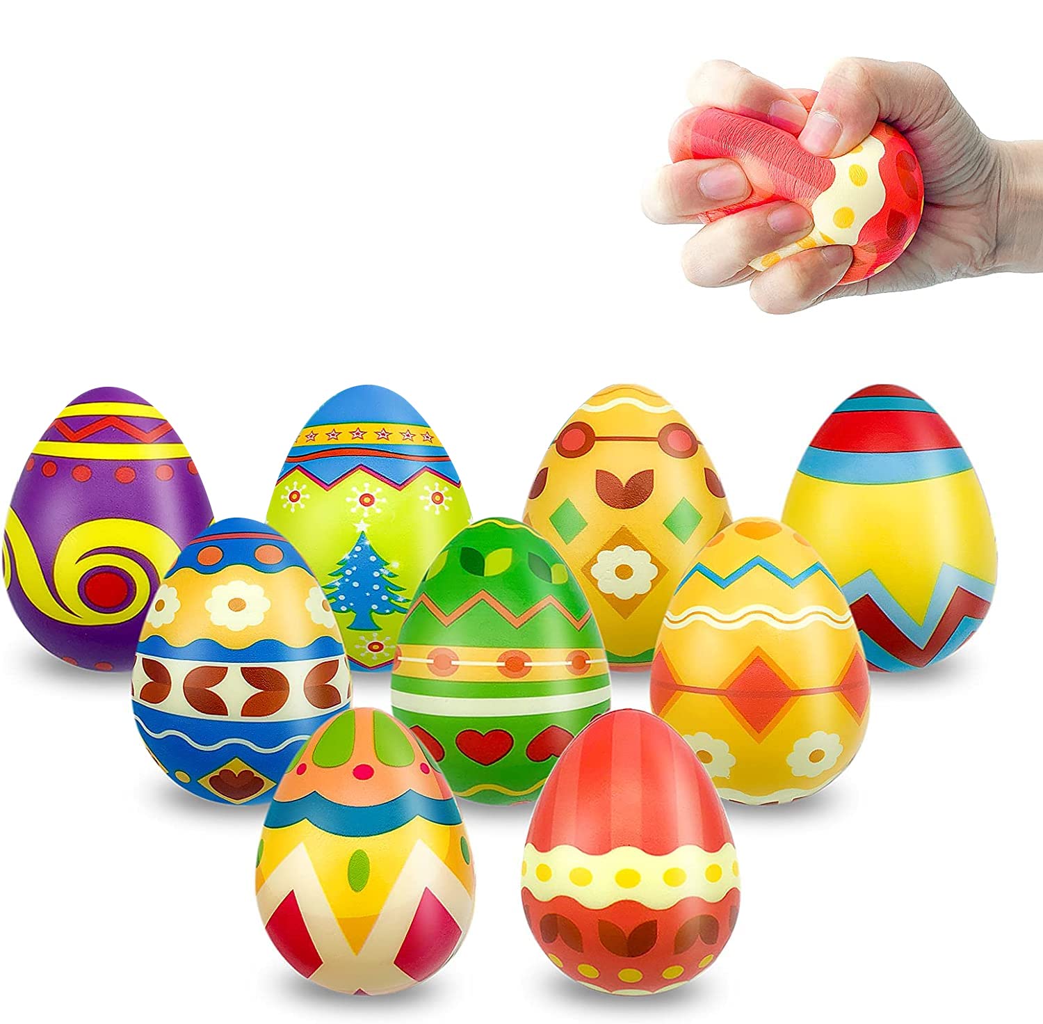 **9 Pack Squishy Eggs - Slow Rising Stress Relief Toys for Kids, Girls & Boys - Fun Party Favors & Children's Day Gifts - Perfect for Sensory Play & Relaxation**