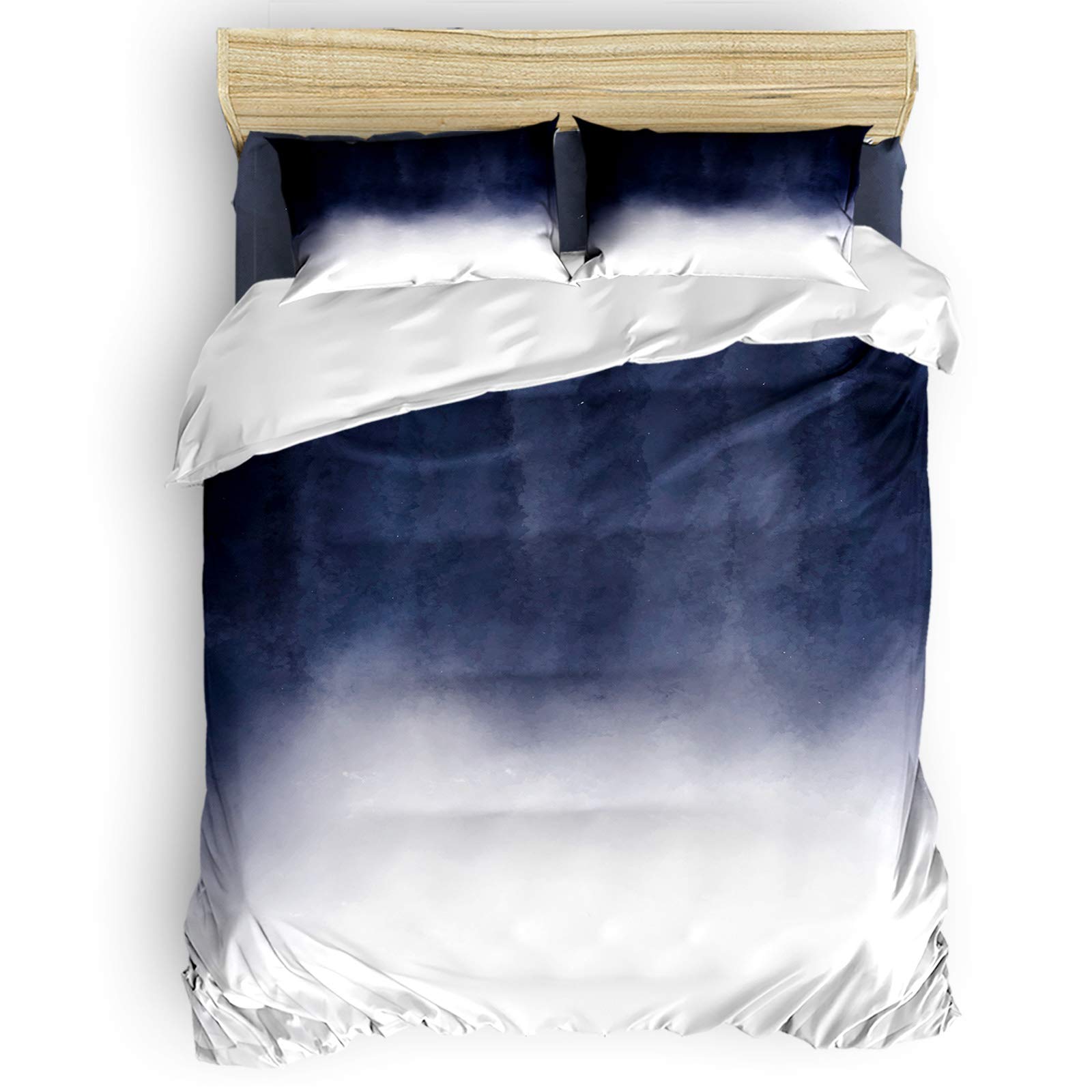 Luxury Ombre Bedding Set - 4 Piece Twin Size Indigo Blue Comforter, Duvet Cover, Sheet & Pillow Shams for Kids Teens Adults | Abstract Gradient Art Design | Perfect for Dorm Rooms, Guest Beds & Modern Bedrooms