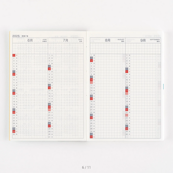 Hobonichi Techo 2025 Japanese Original Avec Planner - A6 Size Daily 6-Month Set (January Start, Monday Start) - Perfect for Journaling, Planning & Productivity