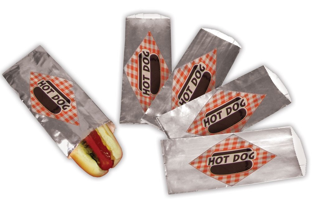 Premium Hot Dog Foil Bags - 250 Count Bulk Pack (Case) for Food Trucks, BBQ Parties & Concession Stands