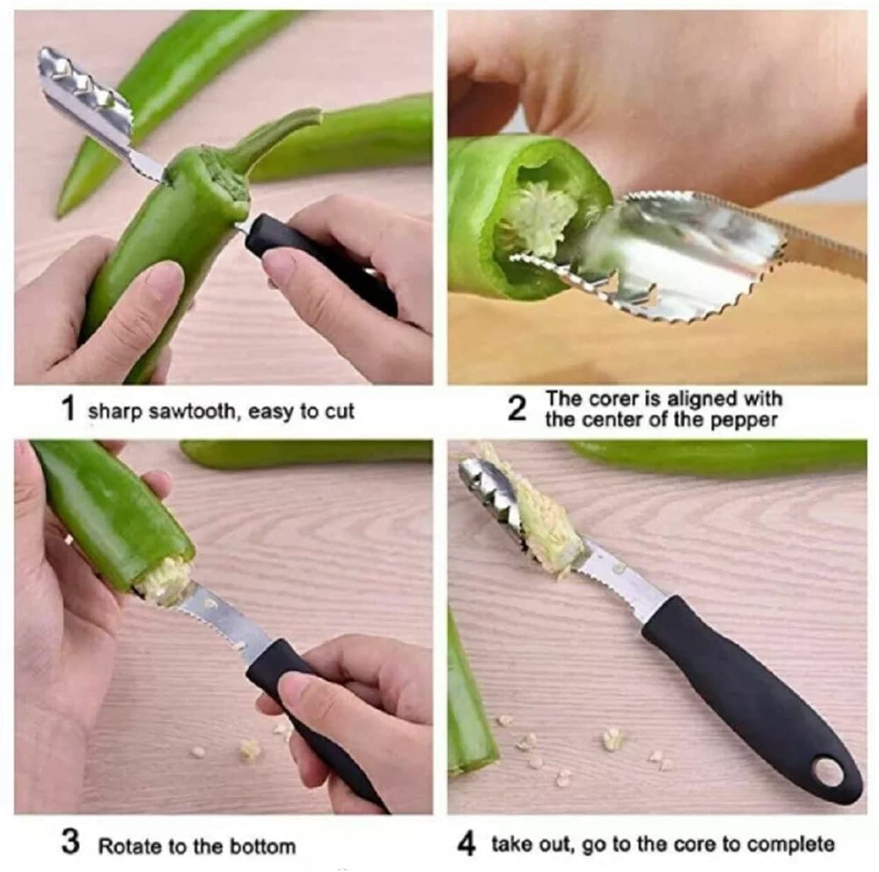 Premium Stainless Steel Pepper Corer & Tomato Huller - Durable Kitchen Tool for Easy Peeling & Coring - Perfect for Cooking, Canning, and Meal Prep