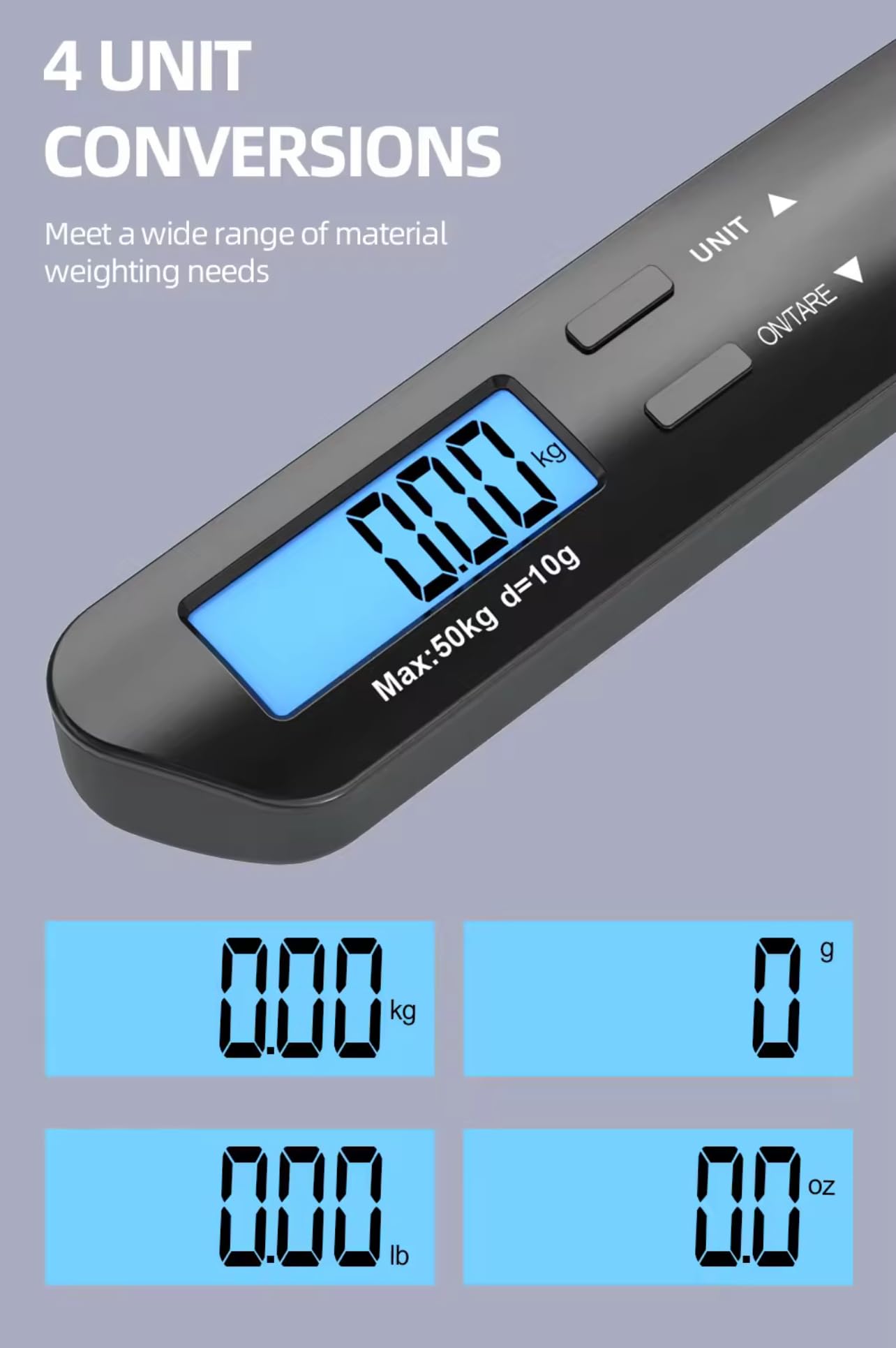 Digital Luggage Scale with HD LCD Display - 110 lb/50 kg Capacity for Heavy Baggage - Portable Travel Weight Scale for Suitcases (Battery Included, Black) - Perfect for Air Travel, Cruise Trips & Vacation Packing