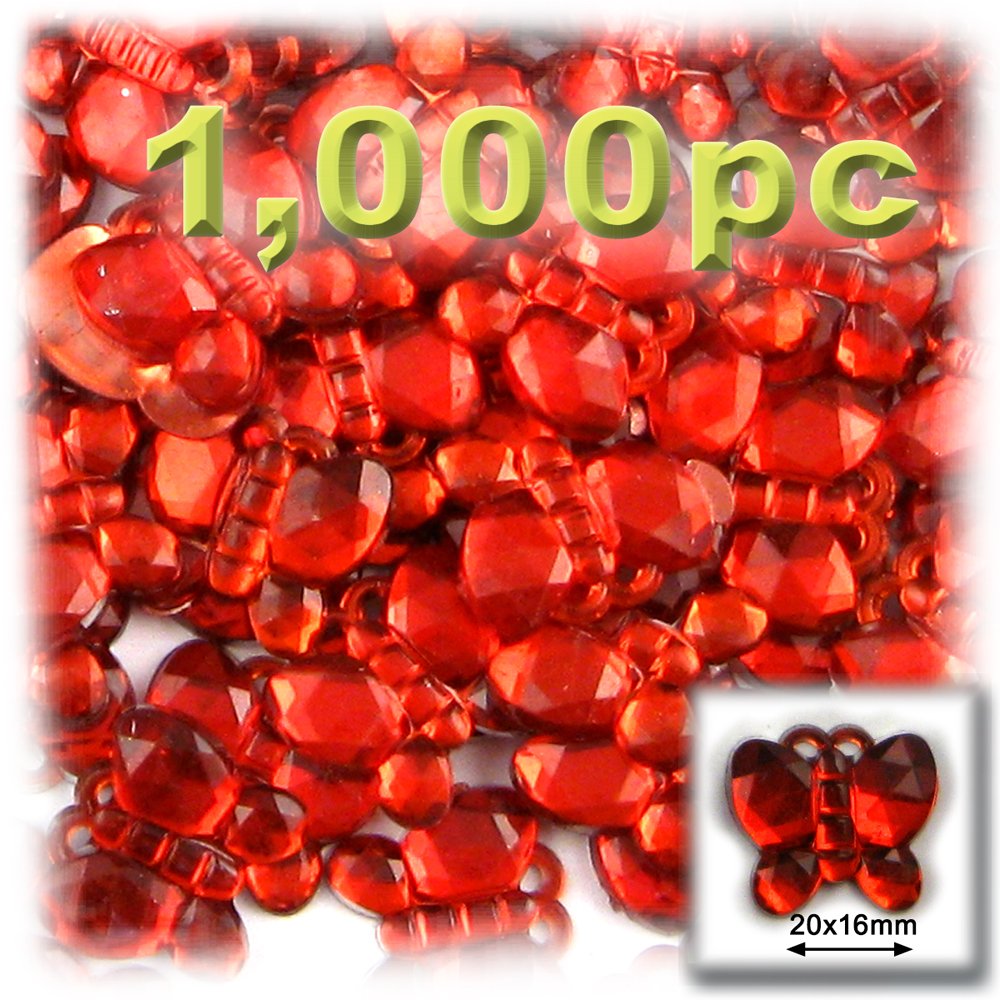1,000pc Flatback Rhinestones Butterfly 20mm - Ruby Red for DIY Crafts, Jewelry Making, Nail Art, and Costume Design