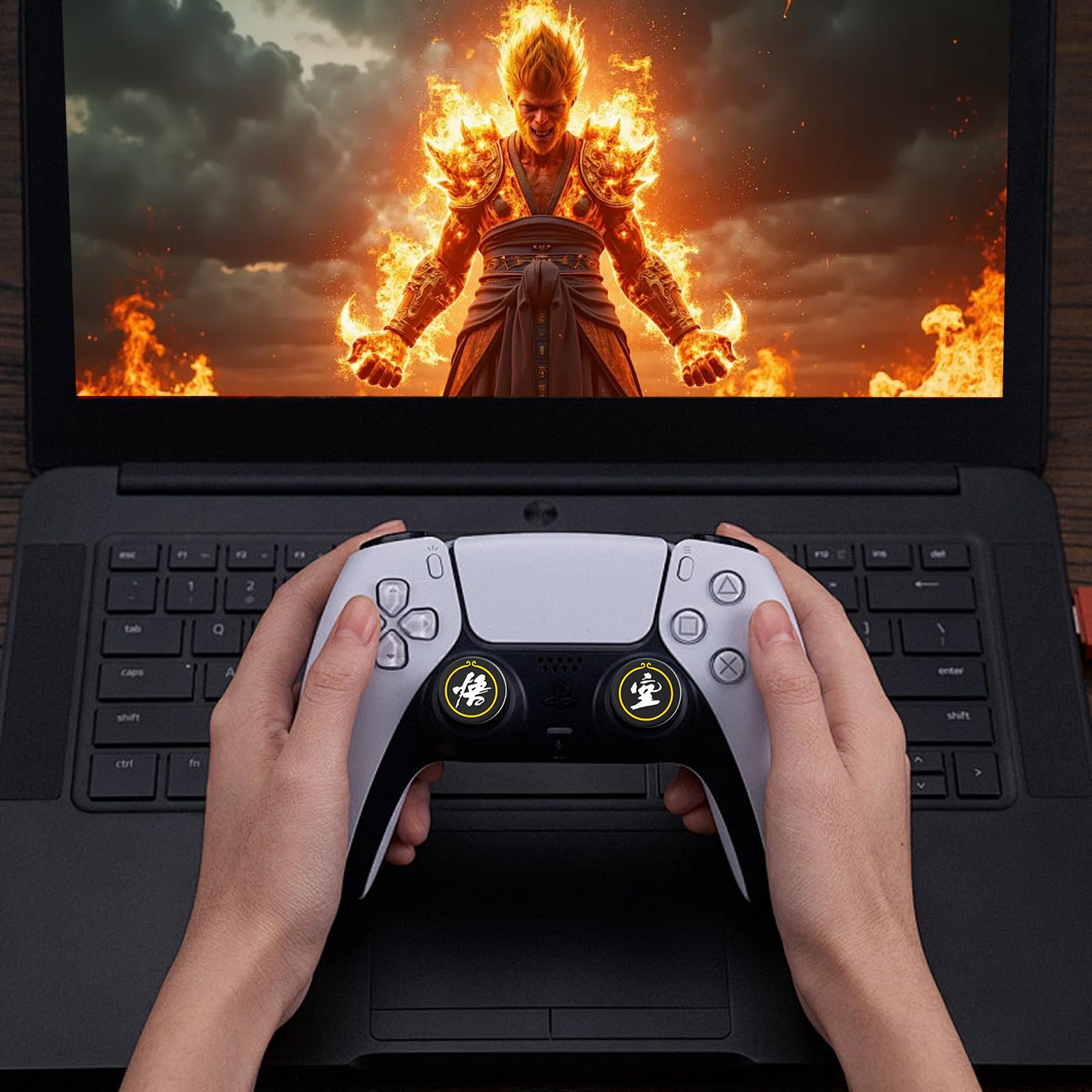 ECHZOVE Switch Pro Thumb Grips - Compatible with PS5, PS4, Xbox - Black Myth Wukong for Gaming