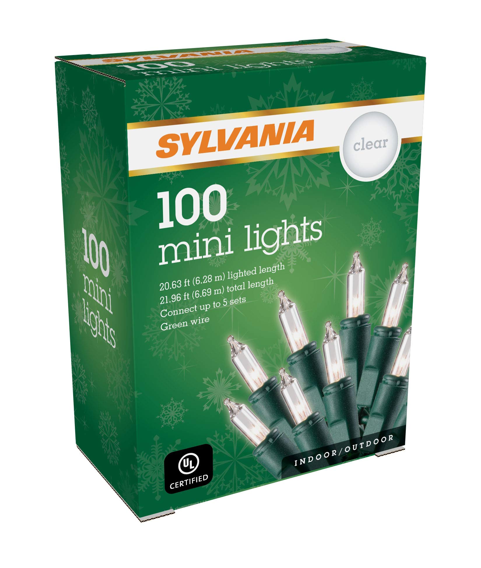 SYLVANIA 100 Mini Clear Christmas Lights - Indoor & Outdoor Holiday Decorations for Tree, Home, Party, and Festive Events