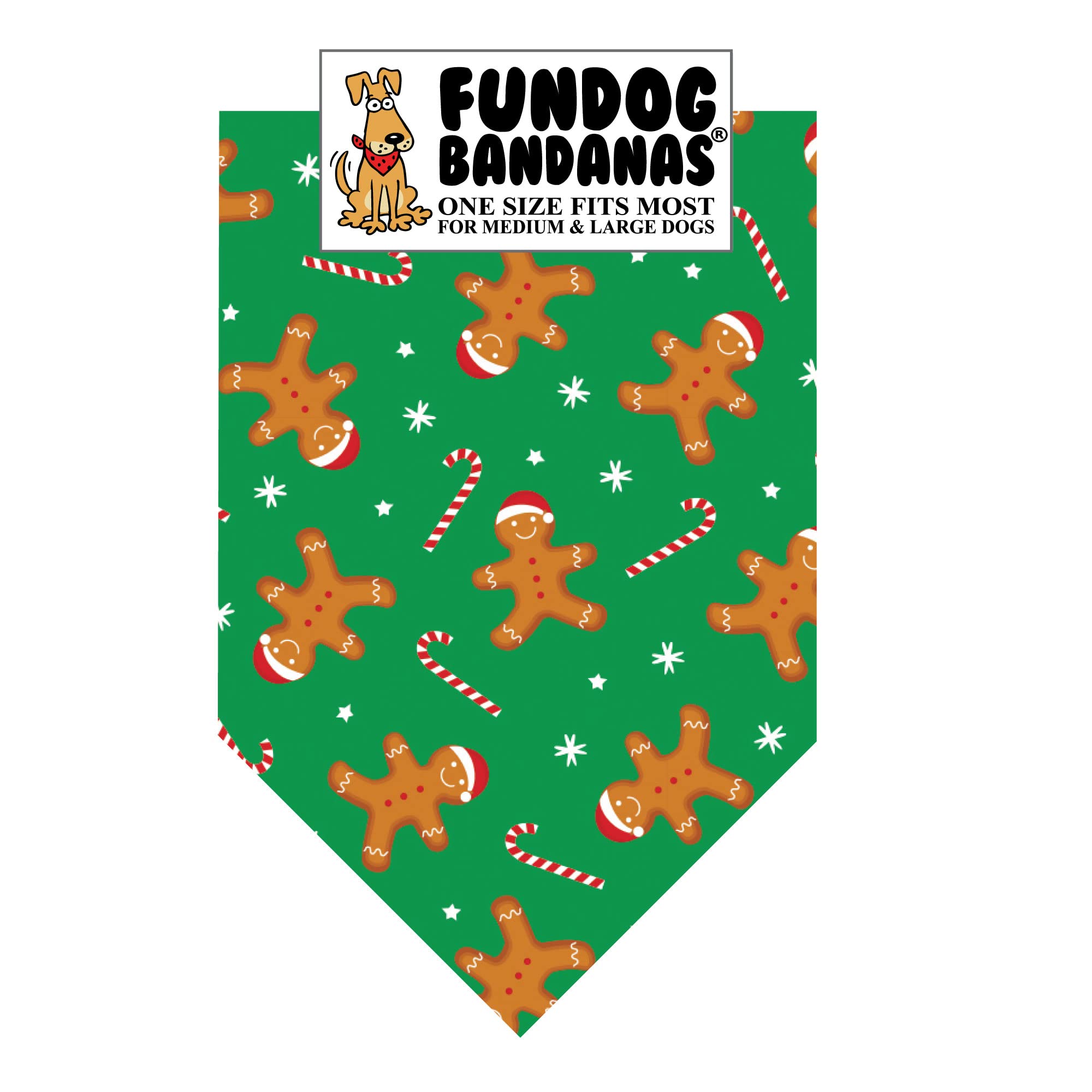 Festive Gingerbread People Dog Bandana - One Size Fits Most Medium to Large Dogs | Perfect for Christmas, Holiday Photos & Pet Parties