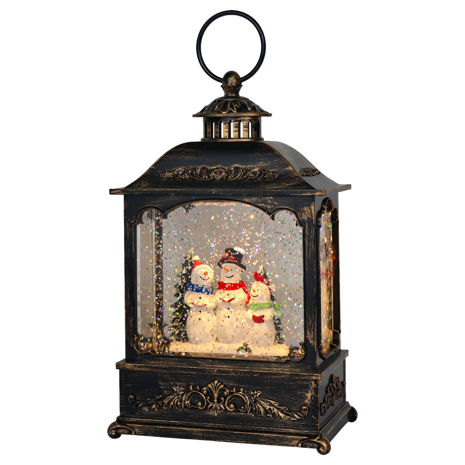 GenSwin Christmas Snowman Snow Globe Lantern - Battery Operated Water Swirling Glitter Decor with 6H Timer & Musical LED Lights | Perfect for Holiday Home Decor, Christmas Gifts & Winter Festival Tabletop Display
