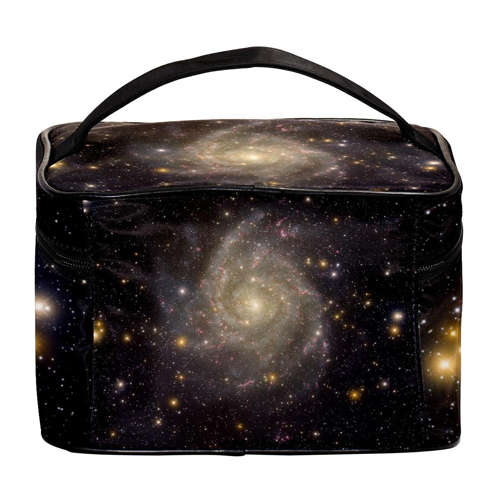 Spiral Galaxy Starry Universe Travel Makeup Bag - Large Cosmetic Organizer with Zipper for Women & Girls | Perfect for Travel, Gym & Daily Essentials Storage