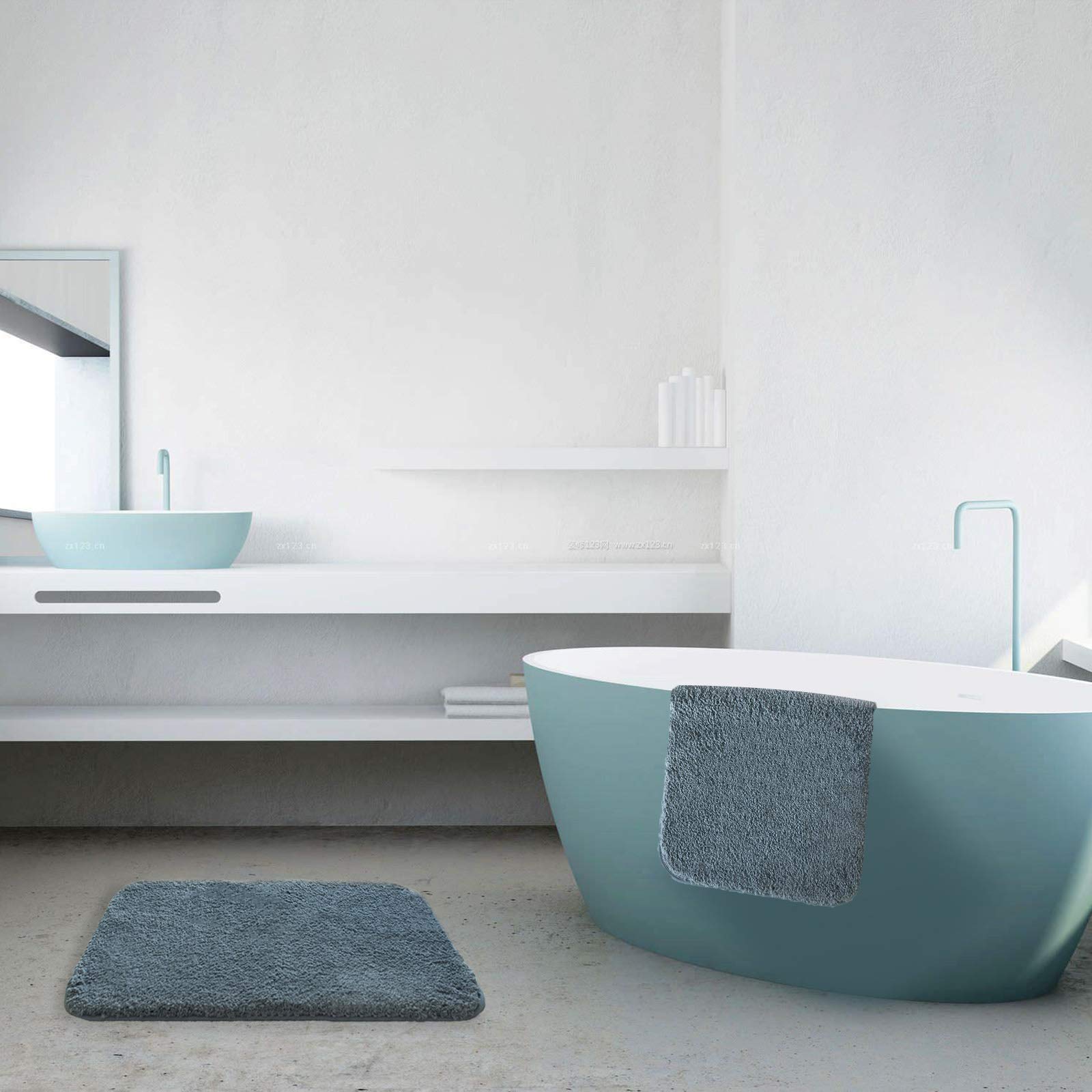 HALLYONA 20x32 Non-Slip Bath Rugs Set - 2pcs Washable Plush Runner for Bathroom & Indoor Use (Lava Gray)
