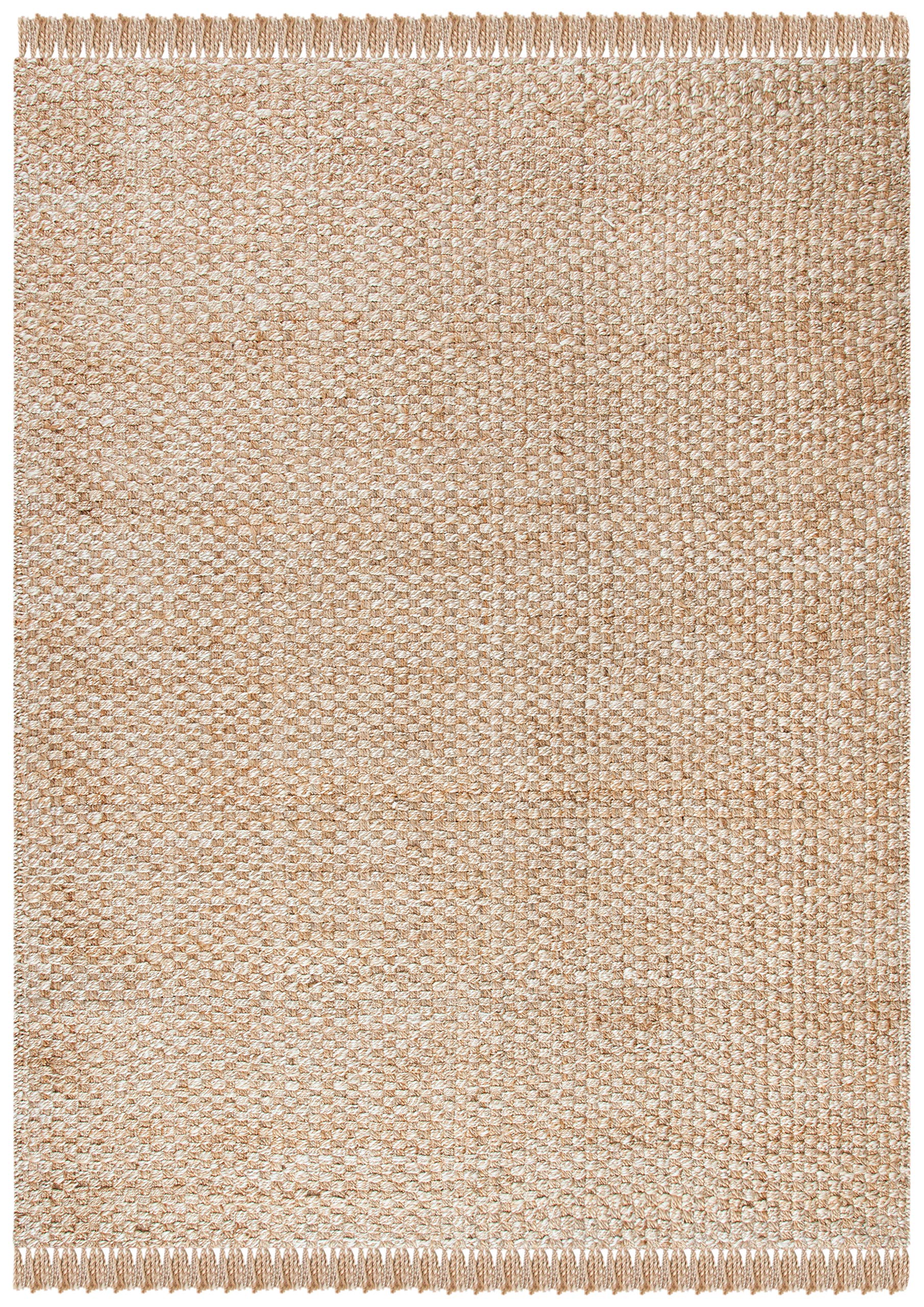 SAFAVIEH Natural Fiber Jute Area Rug 6' x 9' - Ivory & Beige Tassel Design, Handwoven Eco-Friendly Floor Mat for High Traffic Living Room, Bedroom, Dining Room | NF868A | Perfect for Boho, Farmhouse & Coastal Home Decor