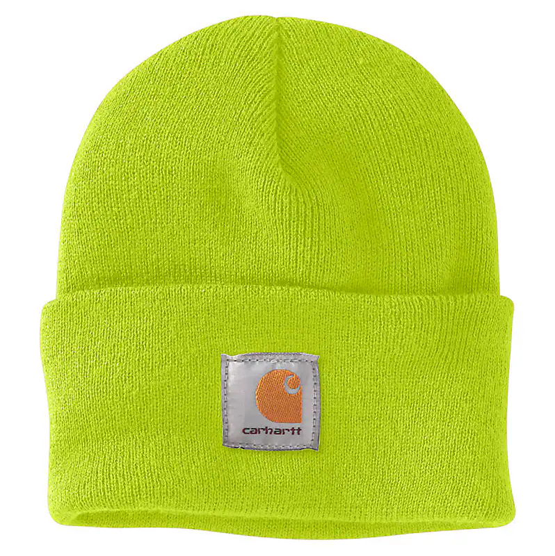 Carhartt Knit Cuffed Beanie in Brite Lime - Warm Winter Hat for Men & Women - Perfect for Outdoor Activities, Skiing, and Cold Weather Fashion