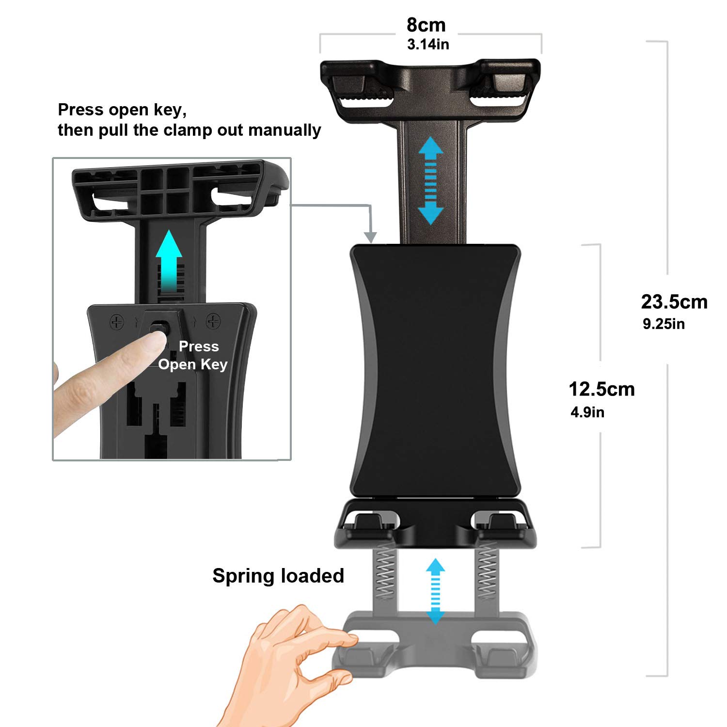 360° Rotatable Universal Tablet Tripod Mount Adapter with Bluetooth Remote - Compatible with iPad Pro 12.9/11/10.5, iPad Air/Mini, Surface Tab, Galaxy Tab & 3.5-13.5