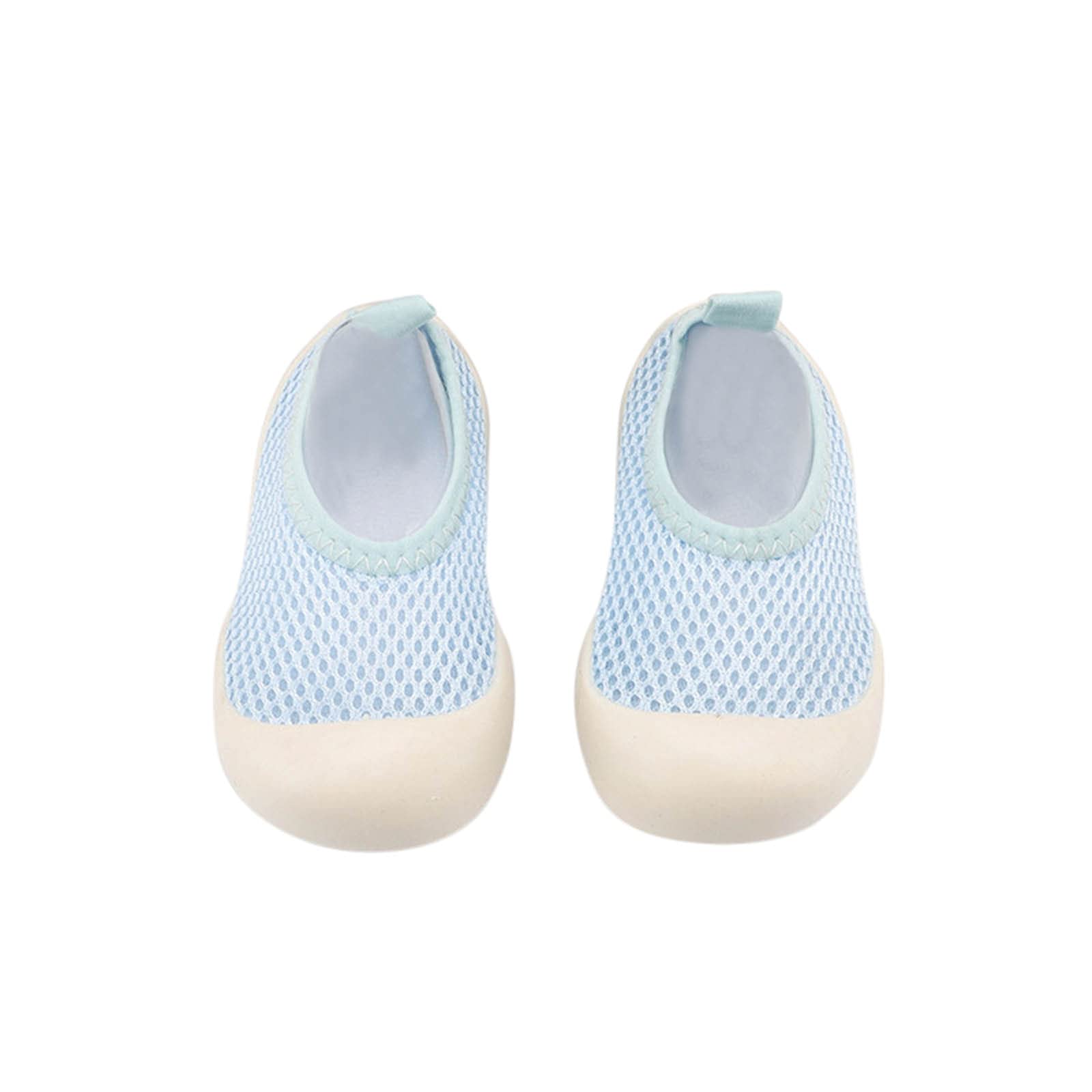 **Size 7 Baby Shoes - Breathable Mesh Toddler Walking Shoes with Elastic for Infants - Soft First Walkers & Daycare Socks for Boys & Girls - Perfect for Indoor Play & Early Steps**