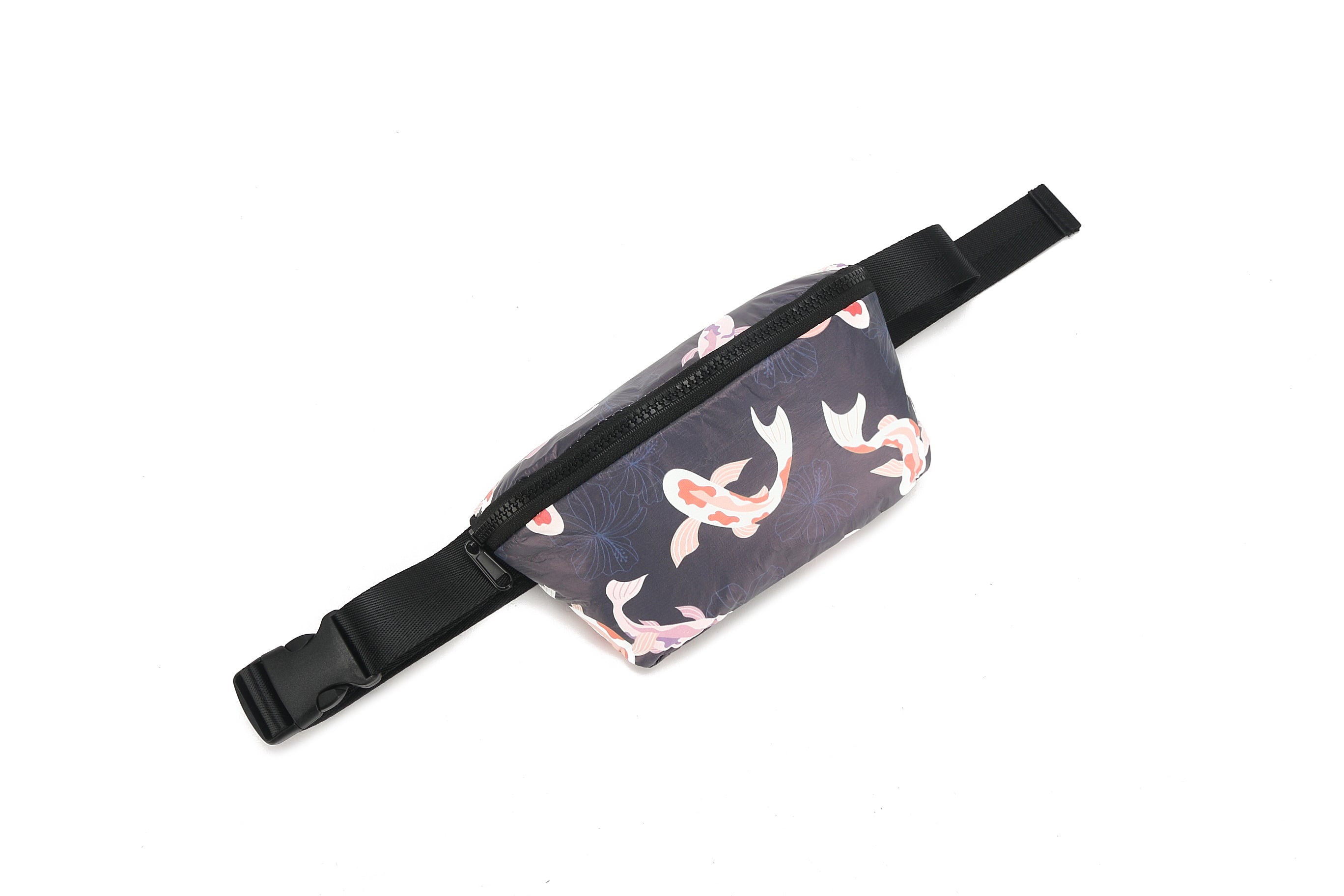Waterproof Fanny Pack for Women & Men - Wai Wai Koi Navy Crossbody Bag - Perfect for Hiking, Travel, Running, and Outdoor Activities