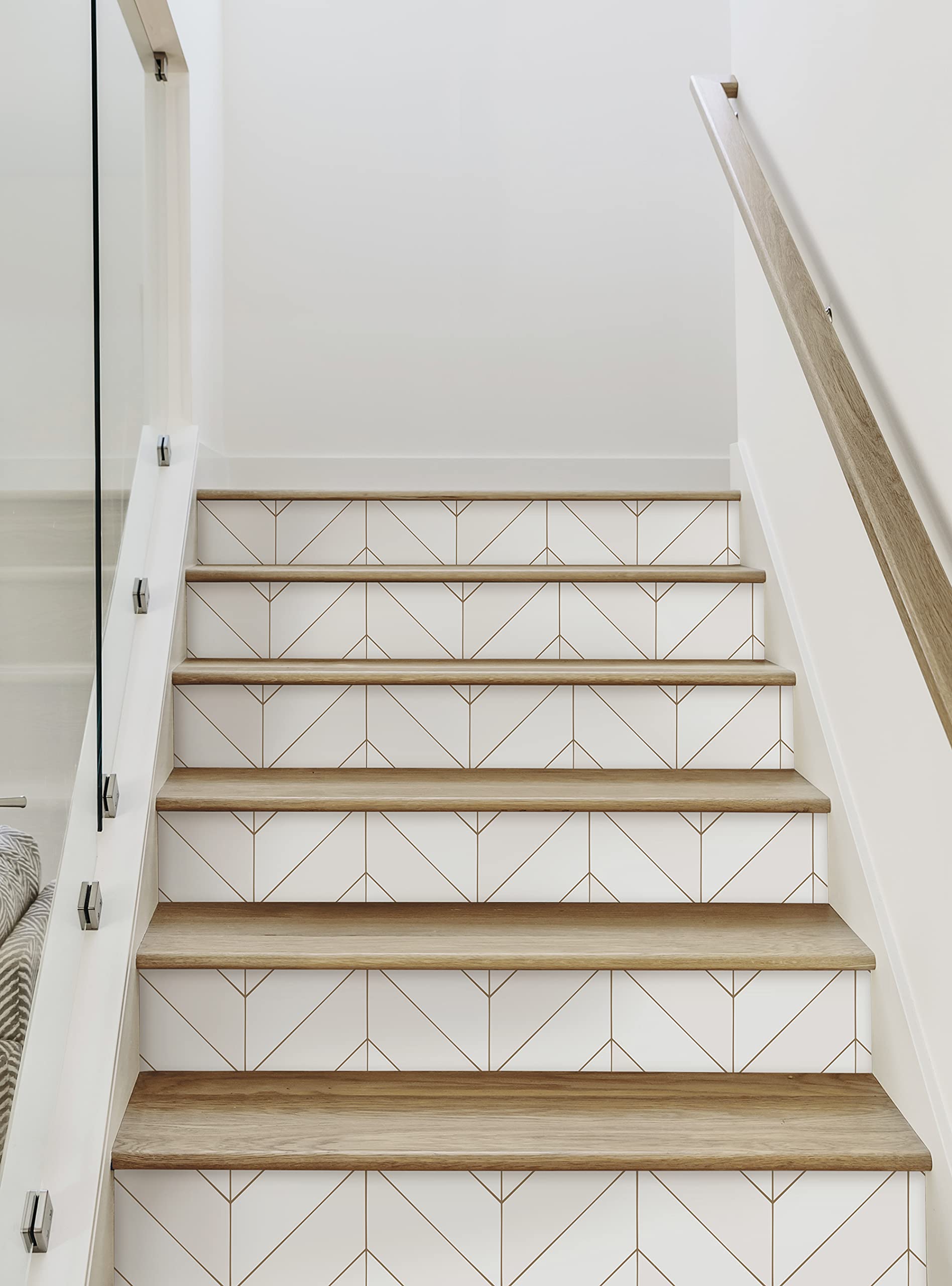 Premium Gold Chevron Peel & Stick Stair Riser Decals - 15 Pack (48