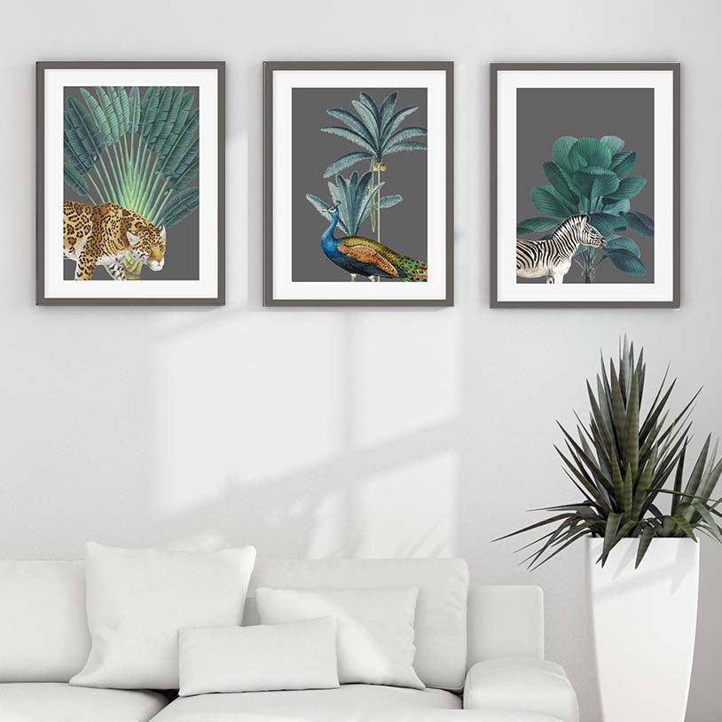 Tropical Jungle Animals Print Set of 3 - Wall Art Decor for Kids Room, Nursery & Classroom - Perfect for Jungle Theme Parties & Wildlife Lovers