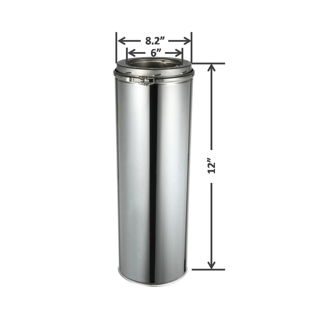 AllFuelHST 6 x 12 Double Wall Chimney Pipe - High Efficiency Stainless Steel Chimney for Wood Stoves, Fireplaces & Heating Systems