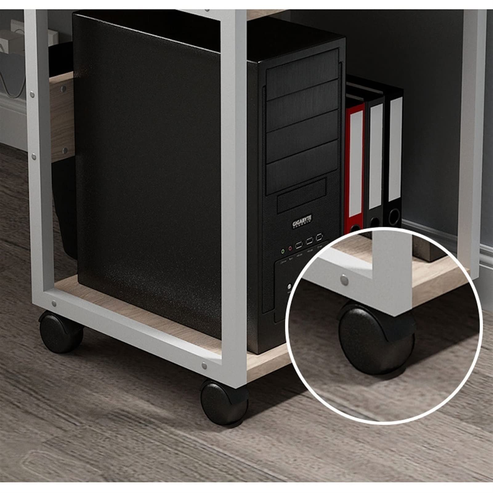 Heavy-Duty Multi-Layer CPU Stand with Wheels - Computer Tower Holder for Home & Office - Printer Storage Stand - Durable PC Host Tower Organizer (Black) - Perfect for Workspace Organization & Cable Management