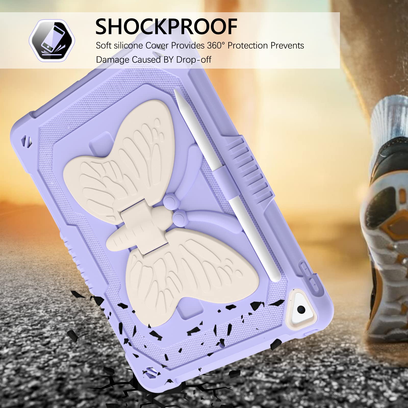 GUAGUA Shockproof Protective Case for iPad 9th/8th/7th Gen & iPad 10.2 (2021/2020/2019) - 2-in-1 Kickstand Design with Pencil Holder, Also Compatible with iPad Air 3 10.5
